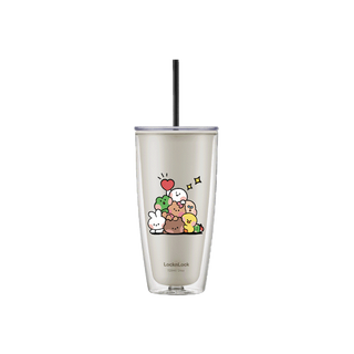 LocknLock with Line friends แก้วสองชั้น พร้อมหลอด Double Wall Cold Cup ความจุ 720 ml. รุ่น HAP507IVY_LF