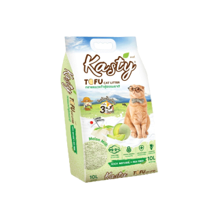 Kasty Tofu Litter ทรายแมวเต้าหู้ สูตร Melon Milk นมเมลอน ไร้ฝุ่น จับตัวเป็นก้อนเร็ว ทิ้งชักโครกได้ สำหรับแมวทุกวัย