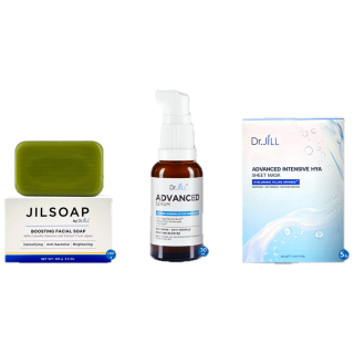 [ส่งฟรี] Dr.JiLL Advanced Serum ดร.จิล สูตรใหม่ 1 ขวด+แผ่นมาสก์หน้า SHEET MASK 1 กล่อง 5 ชิ้น+JILSOAPสบู่ล้างหน้า 1 ก้อน