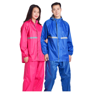โปรโมชั่น Flash Sale : ชุดกันฝน สีกรมท่า เสื้อกันฝน มีแถบสะท้อนแสง มอเตอร์ไซค์ เสื้อกันฝนแบบพกพาผู้ใหญ่ Waterproof Rain Suit รุ่น หมวกติดเสื้อ