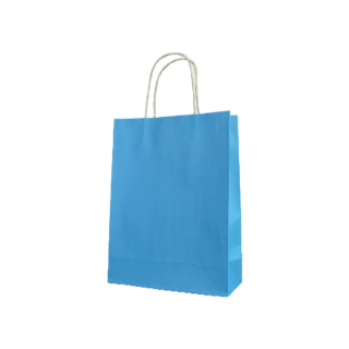 Goodboxpack (25ใบ/แพ็ค)ถุงกระดาษคราฟท์สีฟ้า คละสีเชือกกระดาษหูหิ้ว L