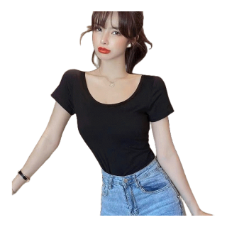 โปรโมชั่น : Xs051 Lisa Clothing 2023 ✨สไตล์ใหม่ที่เรียบง่าย✨ เสื้อยืดคอกลม ผู้หญิงแขนสั้น ขาวบาง✨ แฟชั่นฤดูร้อน ท็อปส์ซูของผู้หญิง