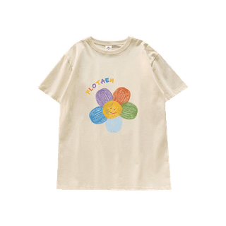 โปรโมชั่น : Suzzin เสื้อผ้าผู้หญิง เสื้อยืดผ้าคอตตอน พิมพ์ Graffiti เสื้อยืดสีขาว oversize T0097
