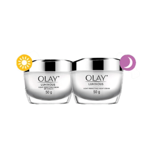 OLAY โอเลย์ ลูมินัส ไลท์ เพอร์เฟคติ้ง เดย์ แอนด์ ไนท์ ครีม แพ็คคู่ 50กรัม+50กรัม