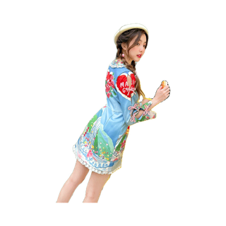 Bun Bun Land Blazer เดรสทรงสูทพิมพ์ลายลายเฉพาะ ลายเส้นสีเทียนงานสะสม สวย สดใส ใส่ง่าย สายแฟต้องมี ใส่ทำงานได้ ทรงสวยมาก