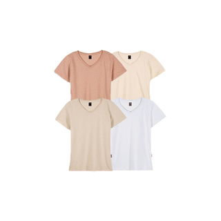 โปรโมชั่น : Yuedpao No.1 เสื้อยืดผู้หญิง ไม่ย้วย ไม่หด ไม่ต้องรีด ผ้านุ่มใส่สบาย Ultrasoft Non-Iron เสื้อยืดคอวีผู้หญิง Warm Neutral