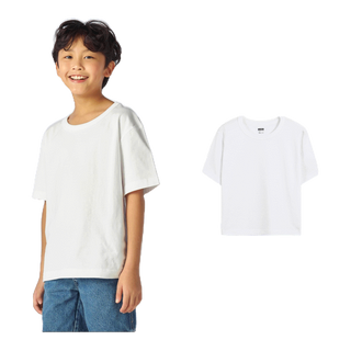 Yuedpao Kids Oversized Timeless ผ้าหนายับยากรีดง่าย เสื้อยืดทรงหลวม ดีไซน์คลาสสิค เสื้อยืดเปล่า โอเวอร์ไซส์ สี White