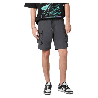 DAVIE JONES กางเกงขาสั้น ผู้ชาย เอวยางยืด สีเทา สีน้ำตาล Elasticated Shorts in grey brown SH0027 GY BR