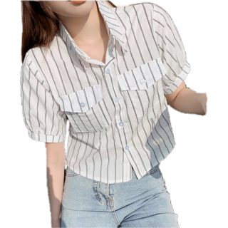 เสื้อโปโล แขนสั้น ลายทาง สไตล์วินเทจ สําหรับผู้หญิง