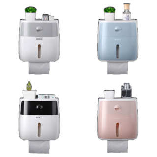 ECOCO กล่องใส่ทิชชู กันน้ำ ติดผนัง ไม่ต้องเจาะ E1804