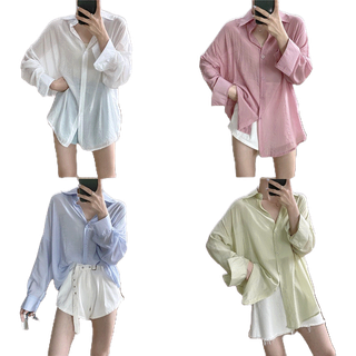 เสื้อเชิ้ตแบบบางสีพื้น มีหลากหลายสีให้เลือก