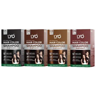 [1 กล่อง/6 ซอง] Lyo Hair Color Shampoo ไลโอ แฮร์ คัลเลอร์ แชมพู [ดำ/น้ำตาลเข้ม/น้ำตาลทอง/น้ำตาลแดง] ] แชมพูปิดผมขาว