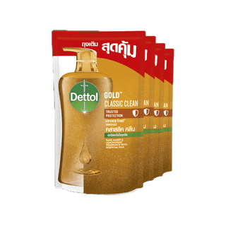 โปรโมชั่น : Dettol เดทตอล เจลอาบน้ำ สบู่เหลวเดทตอล แอนตี้แบคทีเรีย สูตรโกลด์ คลาสสิค คลีน 400มล.X4