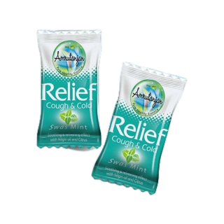 (1 เม็ด) ลูกอม ชุ่มคอ แก้ไอ รสมิ้นท์ จากประเทศอินเดีย Amrutanjan Relief Swas Mint