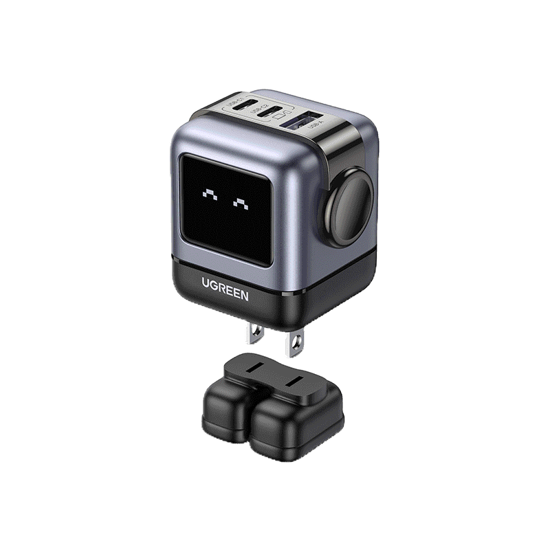 Ugreen Uno RoboGaN 65W USB C USB A Charger Mini Robot Nexode 3 พอร ์ ต GaN Fast Charger สําหรับ iPhone 15/15 Pro Max 14/14 Pro Max/Macbook Air/iPad Pro/iPad Pro/iPad Mini