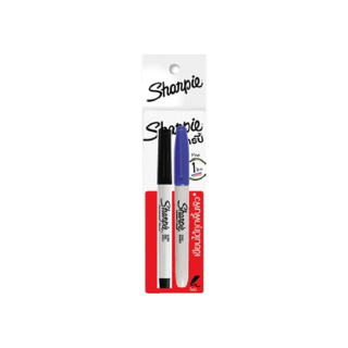 Sharpie - ชาร์ปี้ Permanent Marker ปากกามาร์คเกอร์กันน้ำ รุ่น Marker Ultra Fine สีดำ คู่ Fine สีน้ำเงิน