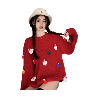 โปรโมชั่น : CicishopZ6066Xmas Sweater เสื้อไหมพรมเเขนยาวลายคริสต์มาส ดีเทลตุ๊กตาป๊อปอัพ ผ้านุ่ม งานน่ารัก ต้อนรับฤดูหนาว