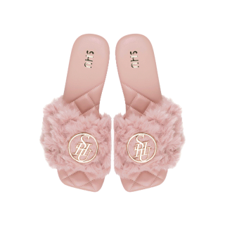 (ใช้โค้ด FRIEN888 ลดเพิ่ม 15%) SHU PALETTE SOFT TEDDY ON SIGNET SANDALS - PINK รองเท้าแตะ