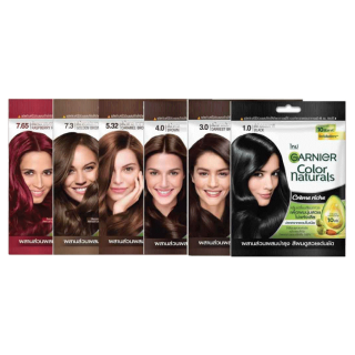 (1ซอง) Garnier การ์นิเย่ คัลเลอร์ แนทเชอรัลส์ ครีมเปลี่ยนสีผม เพื่อสีผมดูสวยเด่นชัด ยาย้อมผม แชมพูยอมผม