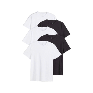 H&M เสื้อยืดทรงสลิมฟิตแพ็ค 5 ตัว Man 5-pack Slim Fit T-shirts 0624684_1
