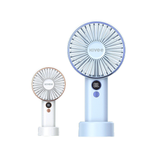 โปรโมชั่น : KIVEE พัดลมพกพา Handheld fan พาวเวอร์แบงค์ 2400mah type-c พัดลมชาร์จแบตได้ จอแสดงผลดิจิตอล LED
