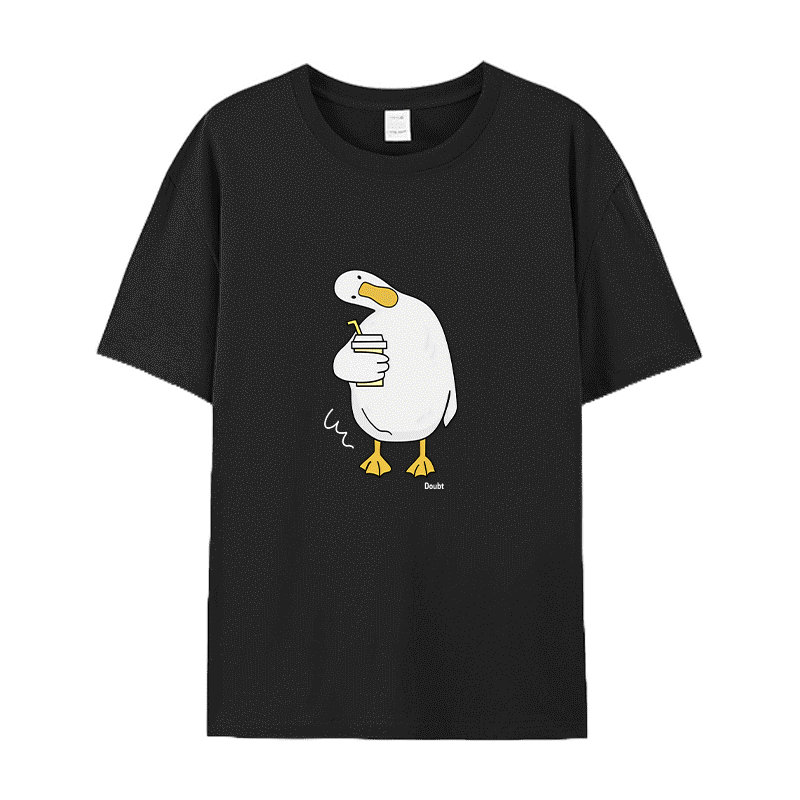 Selvze (พร้อมส่งจากกรุงเทพ มาใน 3 วัน) เสื้อยืดแขนสั้น พิมพ์ลายเป็ดน่ารัก เรียบง่าย T0504