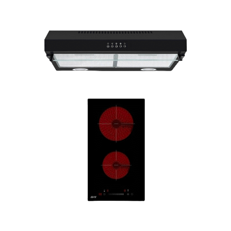 [0% 10 เดือน] (Eve) เตาไฟฟ้าเซรามิคฝัง HB30-2CEM/SC + เครื่องดูดควัน HF-BK102AT-60 ฟรี แผ่นกรองคาร์บอน