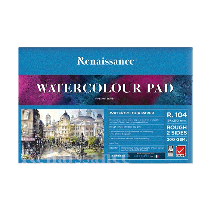 โปรโมชั่น : Renaissance - เรนาซองซ์ สมุดวาดเขียน ชนิดผิวหยาบ ขนาด 167 x 250 mm. หนา 200 g. รุ่น R104