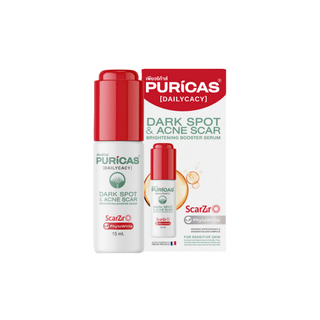 Puricas Dark sport & Acne scar Brightening Booster Serum 15ml. เซรั่มบูสต์ผิว ฟรี Tulip Bag(s)