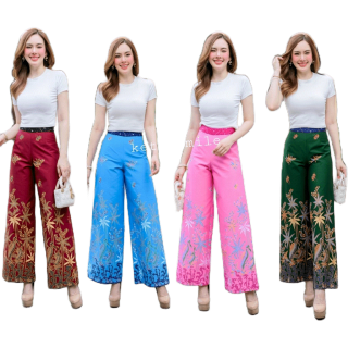 Kety Smile SALE!! กางเกงผ้าปาเต๊ะ อัดกาว ใส่สบาย สวยดูดี กางเกงใส่เล่น กางเกงขายาวใส่กันแดดได้จ้า N378 (S-XL)