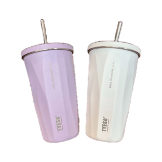 Tyesoถ้วยหัดดื่ม,แก้วกาแฟ,แก้ว，304ขวดน้ําสแตนเลส,แก้วเก็บอุณหภูมิร้อนเย็น,ขวดน้ําเก็บอุณหภูมิ,พร้อมหลอด，600ml-1200ml