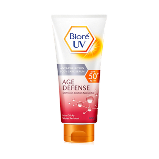 โปรโมชั่น : Biore UV Body Care Serum Age Defense SPF50 PA 50ml เซรั่มกันแดด สำหรับผิวกาย.
