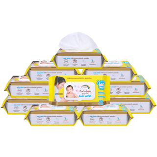 [ยกลัง12] DODOLOVE Baby Wipes ผ้าเช็ดทำความสะอาดสำหรับเด็ก ห่อใหญ่ 80 แผ่น ทิชชู่เปียก