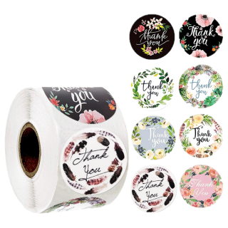 SHIBUITH (ชุดที่ 1) Thank you Sticker สติ๊กเกอร์สำเร็จรูป 500 PCS สติ๊กเกอร์ขอบคุณ สติ๊กเกอร์ติดกล่อง สติ๊กเกอร์ติดสินค้