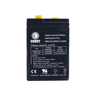 SUNNY เเบตเตอรี่เเห้ง SLA 6V 4.5Ah รุ่น SN4.5-6 Battery Sealed Lead Acid เหมาะสำหรับ ไฟสำรองฉุกเฉิน/UPS/ระบบเตือนภัย