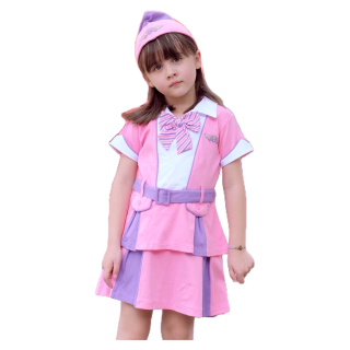 Air Hostess Pink ชุดแอร์ โฮสเตสชมพู เด็กผู้หญิง