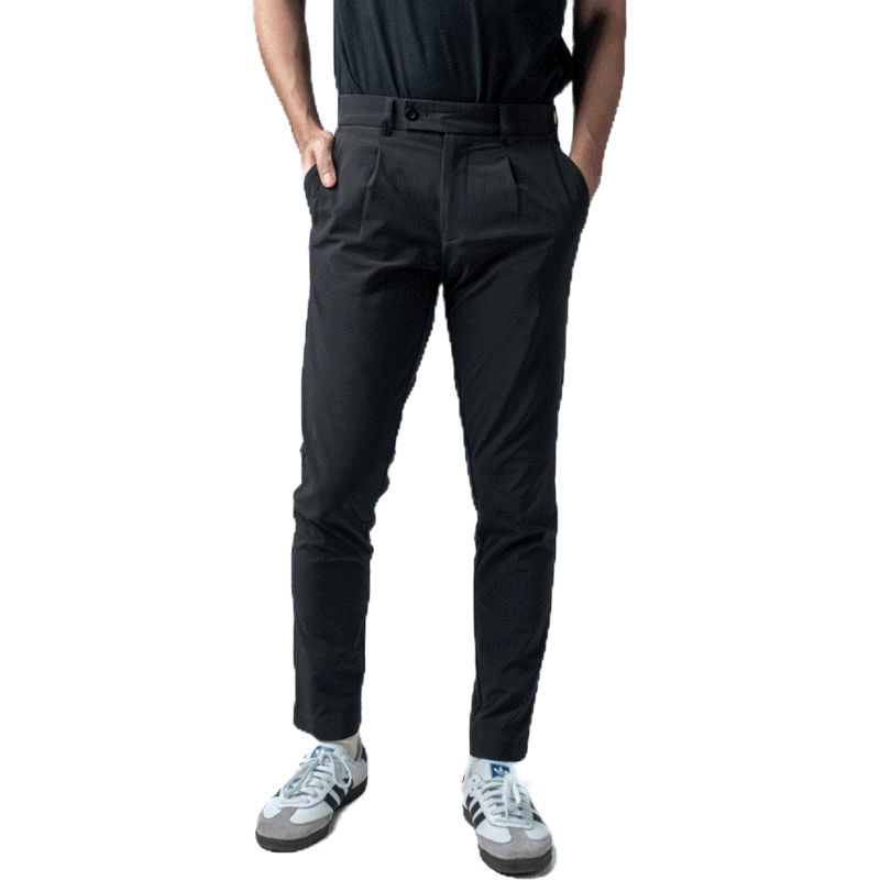 era-won กางเกง รุ่น GOLF FABRIC ทรงกระบอกเล็ก ขาเต่อ เอวยางยืด สี Black Fuji