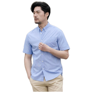 เสื้อเชิ้ตแขนสั้นผู้ชาย OXFORD ธง 3 สี รุ่น BROOK - RALPH T OFFICIAL เสื้อเชิ้ต ผู้ชาย แขนสั้น