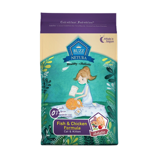 Buzz Netura อาหารแมวพรีเมียมโฮลิสติก-เกรนฟรี สูตรเนื้อปลาและเนื้อไก่ สำหรับลูกแมว > 1 เดือน และ แมวโต > 1 ปีขึ้นไป 4 kg