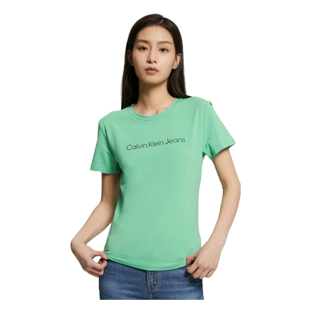 Calvin Klein เสื้อยืดผู้หญิง SS23 รุ่น J217960 L1C ทรง MODERN SLIM - สีเขียว