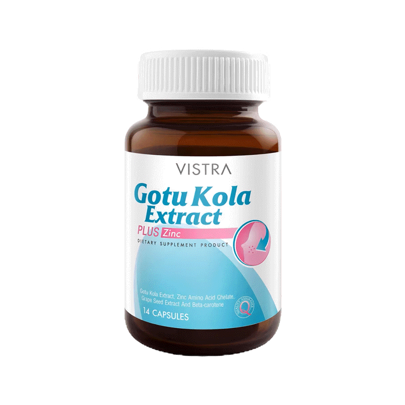 VISTRA Gotu Kola Extract Plus Zinc ผลิตภัณฑ์เสริมอาหาร 14 capsules