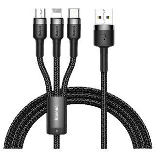 โปรโมชั่น : Baseus 3 in 1 สายชาร์จ USB หลายสาย USB เป็น M  L  C สําหรับ iPhone Android