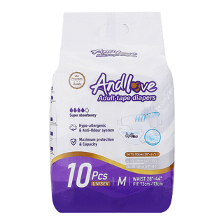 【ซึมเร็วสุด!！】ผ้าอ้อมผู้ใหญ่ Andlove ใช้ได้ทั้งชายหญิง ปลี่ยนง่าย M/L/XL(10 Pack/100ชิ้น) adult diapers ผ้าอ้อมแบบเทป