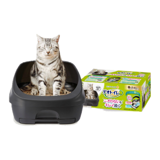 โปรโมชั่น : Unicharm Pet Deo toilet เดโอทอยเล็ท ห้องน้ำแมวลดกลิ่น แบบไม่มีฝาครอบ สีดาร์กเกรย์