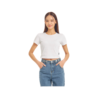 Yuedpao เสื้อครอป รุ่นโคตรนุ่ม นุ่มมาก ยับยาก ไม่ต้องรีด ยืดแต่ไม่ย้วย Crop Top เสื้อยืดครอปผู้หญิง สี White