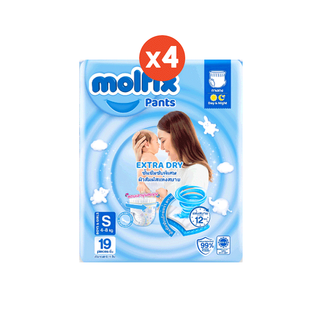 [ครึ่งลังx4] Molfix Extra Dry ผ้าอ้อมเด็ก โมลฟิกซ์ ผ้าอ้อมสำเร็จรูป แพมเพิส (ไซส์ S-2XL) แพมเพิสเด็ก