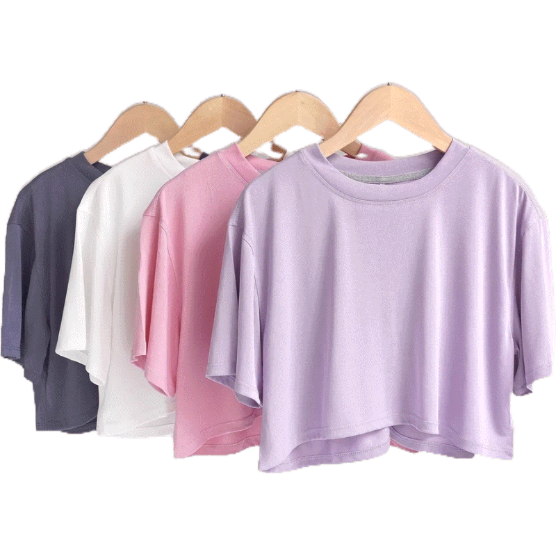 OLALA LEISURE เสื้อกีฬาแขนสั้นระบายอากาศดูดซับเหงื่อทรงหลวม