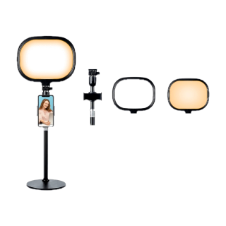 camerastudio ไฟวงแหวน LED desktop Light Holder ทรงแบนพร้อมขาตั้งสำหรับสตูดิโอถ่ายภาพถ่ายทอดสด