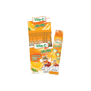 Vita-C Jelly Strip Orange Flavor เยลลี่ รสส้ม ผสมวิตามินซี ทานได้ทั้งเด็กและผู้ใหญ่ VITAMIN C 50mg. 1 กล่อง (10 ซอง)