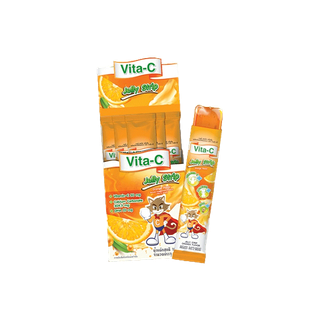 Vita-C Jelly Strip Orange Flavor เยลลี่ รสส้ม ผสมวิตามินซี ทานได้ทั้งเด็กและผู้ใหญ่ VITAMIN C 50mg. 1 กล่อง (10 ซอง)